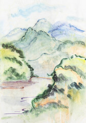 Small river between high mountains