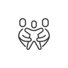 Happy family, parenthood line icon