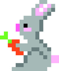 Rabbit pixel art vector illustration. rabbit image or clip art.