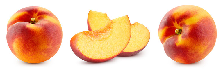 Peach. Peach isolated on white background. Peach macro. With clipping path
