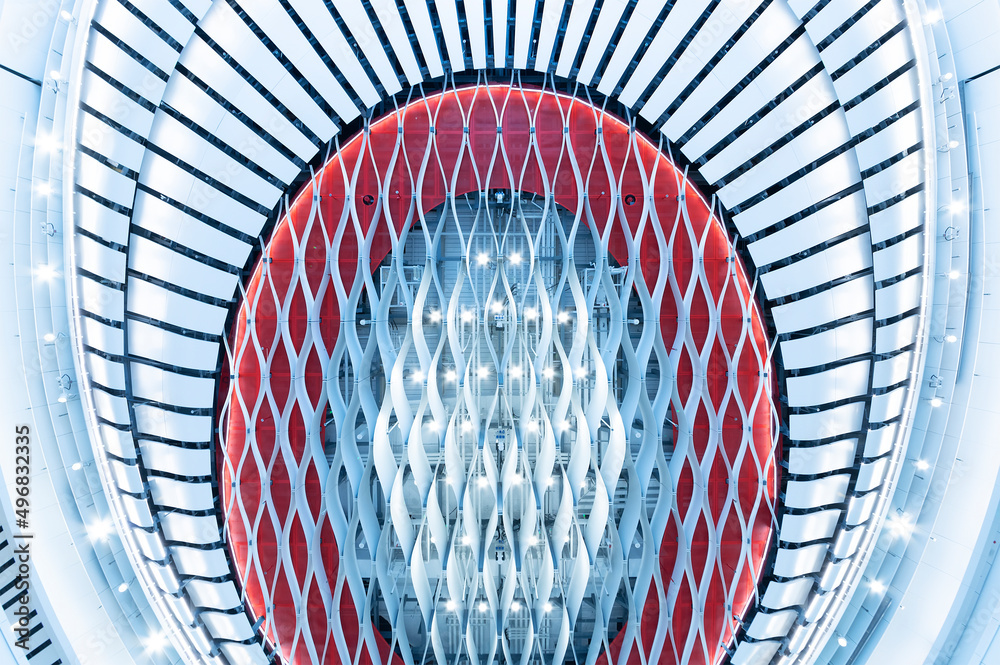 Aufkleber Details of ceiling of modern architecture. building abstract background pattern