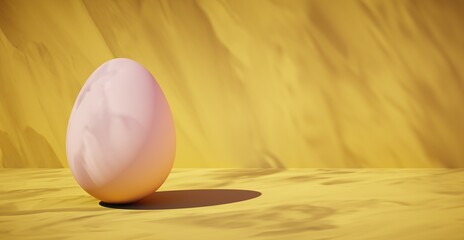 Bright blank background with egg. 3d rendering