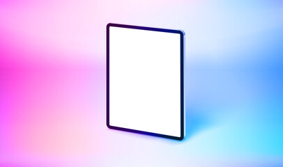 Modern tablet computer with blank screen. 3d vector mockup