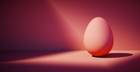 Bright blank background with egg. 3d rendering