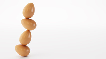 realistic eggs isolated on white background, 3D render