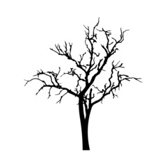 Black Solid icon for Dry tree isolated