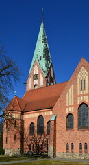 Fototapeta na wymiar Historische Luther Kirche im Winter in der Stadt Soltau, Niedersachsen
