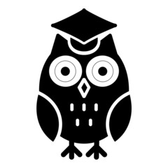 Owl  In Graduate Cap Flat Icon Isolated On White Background