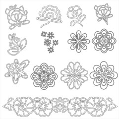 
Silhouette of flowers hand drawn  Motifs and ornate elements. 

