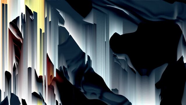 Dynamic animation in holographic colour with pixel sorting effect, abstract futuristic animated wallpaper.