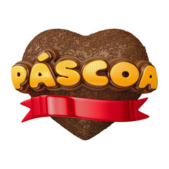 Selo 3D de Páscoa com textura realista de chocolate. 3D Render Isolado em fundo branco