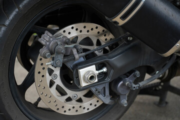 brake disc on a motorcycle. detail.