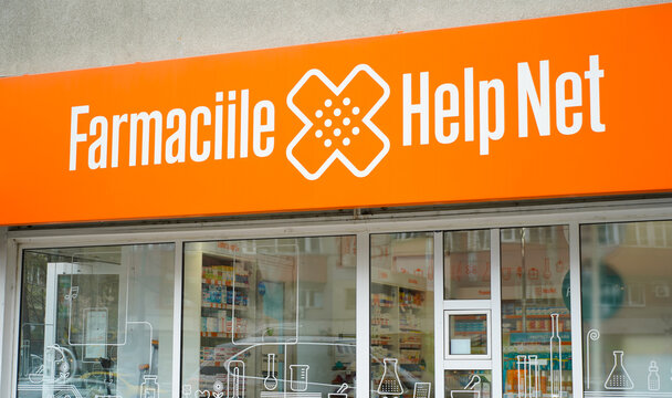 Help Net pharmacies. Help Net is a network of pharmacies in Romania, part of the PHOENIX group. photo taken in the spring of 2022 in Bucharest, Romania.