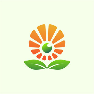 Modern sun flower eye logo illustration design