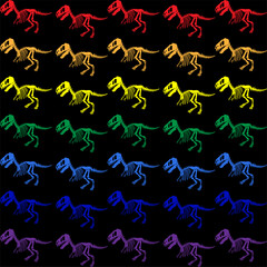 Seamless vector pattern with dinosaur skeleton. 