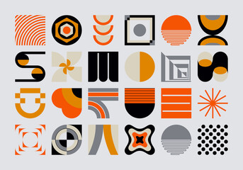 Bauhaus Aesthetics Graphics Art Made Vector Geometric Shapes And Abstract Forms - 496838977