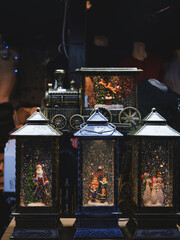 Vertical shot of beautiful Christmas lantern decorations