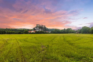 Wandcirkels aluminium Beckov-kasteel in Slowakije dichtbij Trencin-stad © Fyle