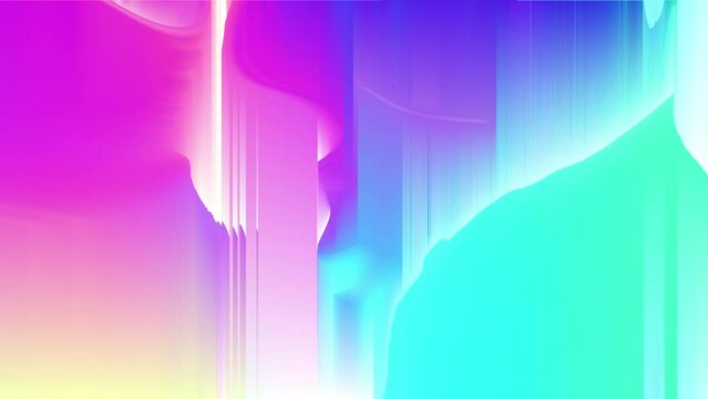 Dynamic animation in holographic colour with pixel sorting effect, abstract futuristic animated wallpaper.