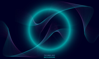 Circle movement pattern and motion blur over dark blue background.