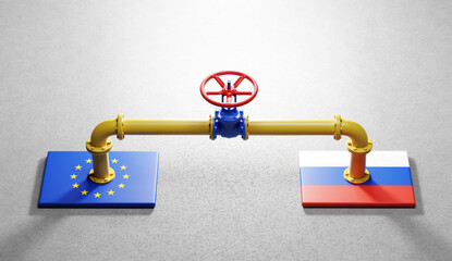 Gas transmission between Russia and EU. Valve on pipeline