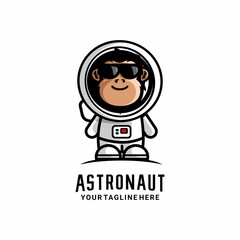 monkey dressed astronaut logo illustration vector
