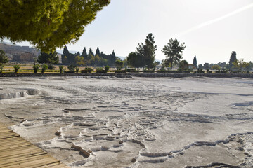 The actual look of Pamukkale (Travertine pools and terraces) in Denizli, Turkey. World Heritage Site by UNESCO