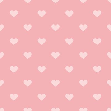 Pink vector background with hearts. Cute seamless pattern for valentines desktop wallpaper or lovely website design.