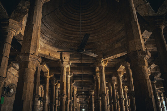 Ceiling fan hanging down from the ceiling of Shahi Jame-Masjid in Ahmedabad, India