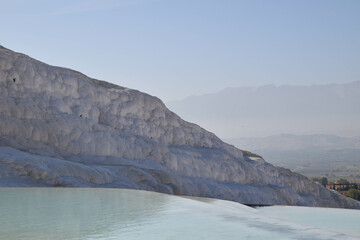 The actual look of Pamukkale (Travertine pools and terraces) in Denizli, Turkey. World Heritage Site by UNESCO