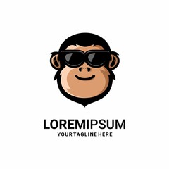 cute monkey logo illustration vector