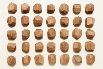 Tumi ishi japanese table game meditation, background from eco-friendly wooden polygonal stones for building high tower, pattern