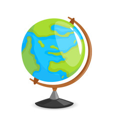 A table globe with concept of worldwide education. Vector cartoon illustration