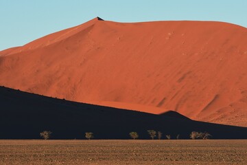 Dünen im Morgenlicht auf dem Weg ins Sossusvlei (im Namib-Naukluft-Park in Namibia)