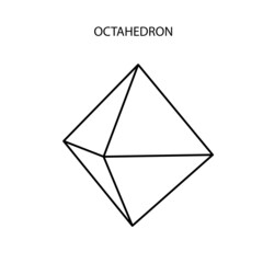 illustration of a black octahedron on a white background with a gradient for for game, icon, logo, mobile, ui, web. Platonic solid. Minimalist style.