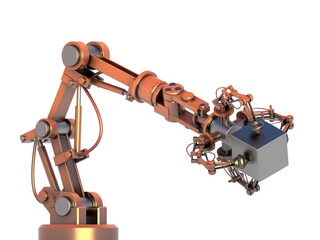 hydraulischer Greifarm in orange