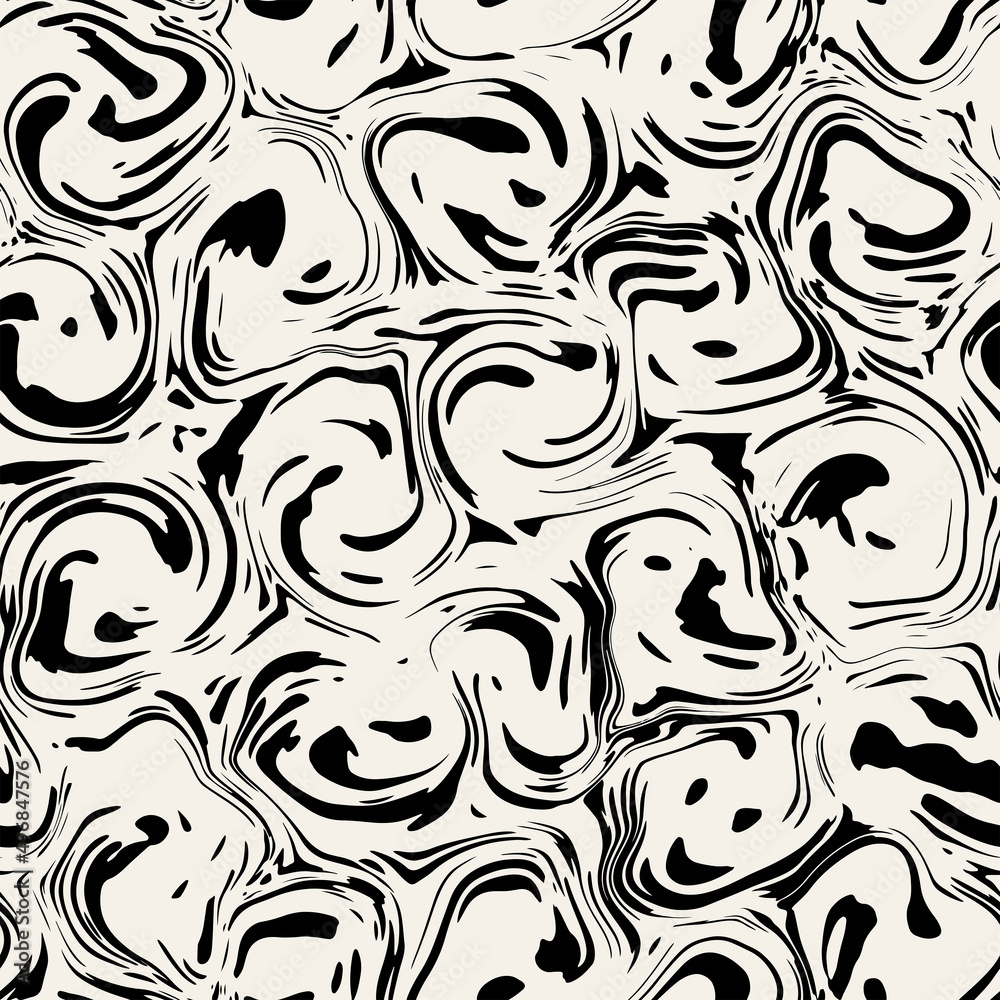 Wall mural vector seamless pattern. abstract murble texture with monochrome fluid stains. creative background w