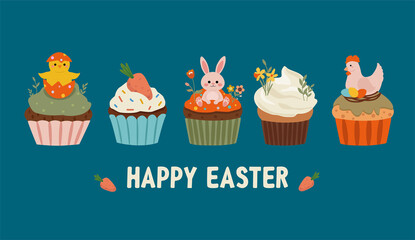 Easter card with sweets. Vector beautiful template.