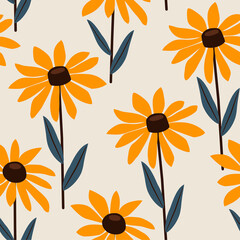 Stylized flowers pattern. Vector seamless texture.