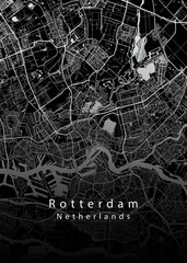 Crédence de cuisine en verre imprimé Rotterdam Plan de la ville de Rotterdam Pays-Bas