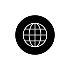 Earth globe icon in black round