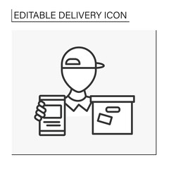 Courier line icon. Big parcel delivery from internet shop. Declaration. Delivery service concept. Isolated vector illustration. Editable stroke