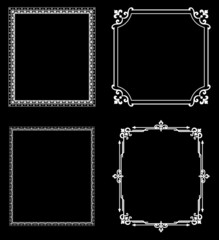 Set of decorative frames Elegant vector element for design in Eastern style, place for text. Floral black and white borders. Lace illustration for invitations and greeting cards.
