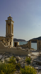 Fototapeta na wymiar abandoned church of St. Nicholas at Kouris reservoir Cyprus