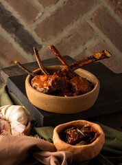 Close up shot of a tomahawk steak