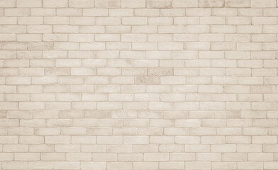 Fototapeta premium Cream white brick wall texture background. Brickwork interior design color beige bricks stack decoration.