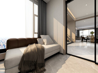 3D rendering, spacious modern residential study design