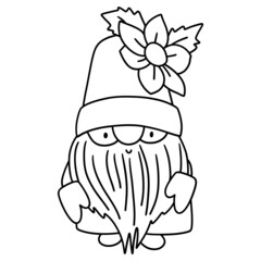 Cute spring Gnome outline Vector SVG illustration for template, web, wedsite, application, presentation, Graphics design, branding, etc.