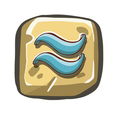 Button with Symbol of waves, water, sea element. hand drawn texture