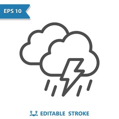 Storm Icon - Cloud, Lighting Bolt, Lightning Storm, Weather, Clouds, Rain, Raining